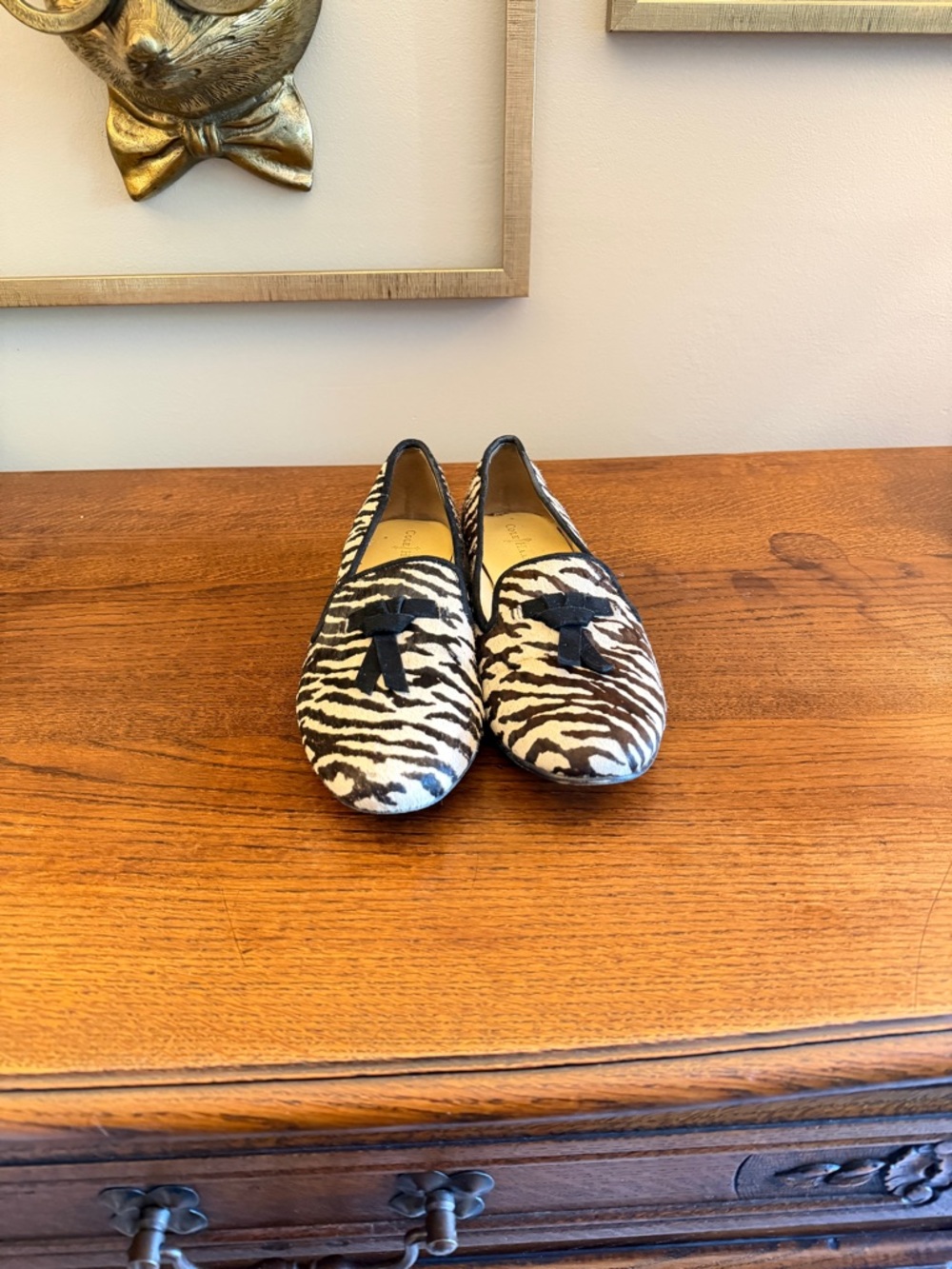 Zebra Print Tassel Loafers - Brown & White Women’s Flats- COLE HAAN